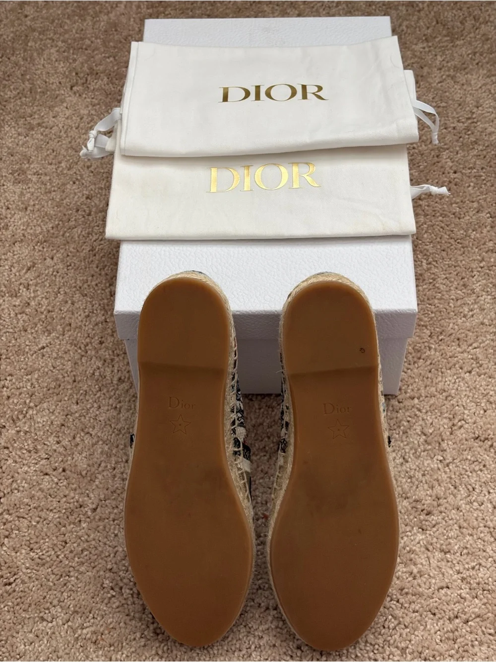 Dior Floral Embroidered Espadrilles in Beige and Multicolor